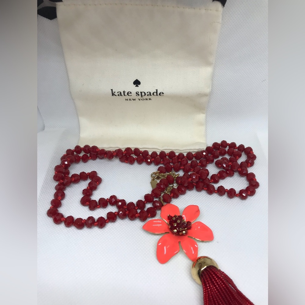 Kate Spade Red resin bead necklace